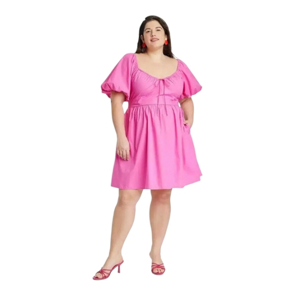 A New Day Pink Tiered babydoll Smocked Sundress with Pockets Plus Size XXL NWT - Picture 9 of 9